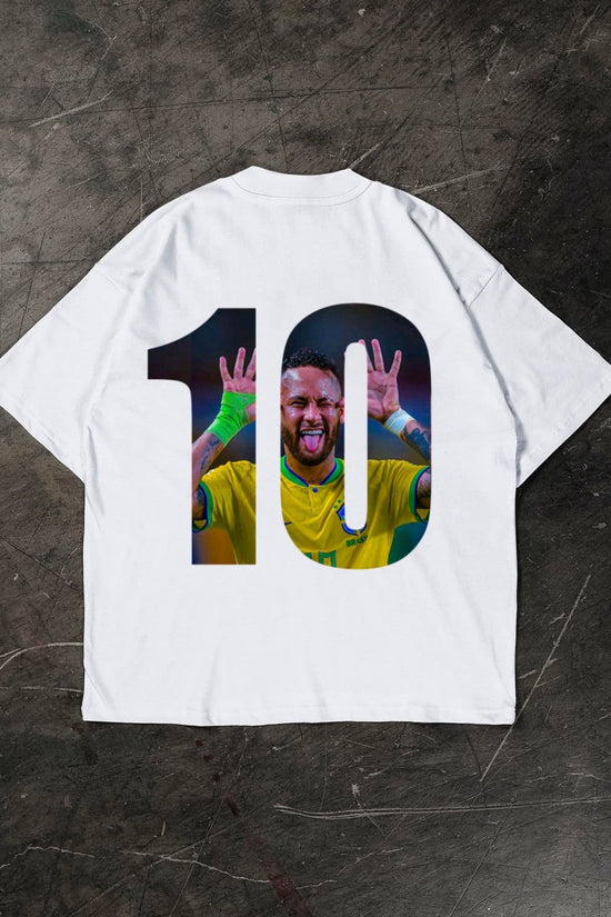 Neymar Jr T-shirt, white cotton football fan shirt 