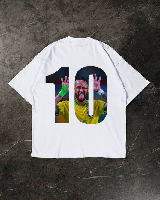 Neymar Jr T-shirt, white cotton football fan shirt 