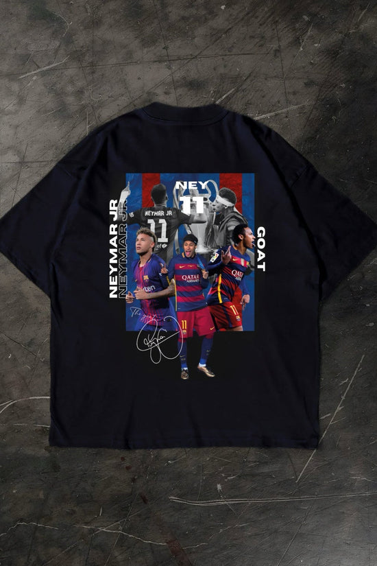 Black t-shirt with Neymar Jr graphic on a textured dark surface