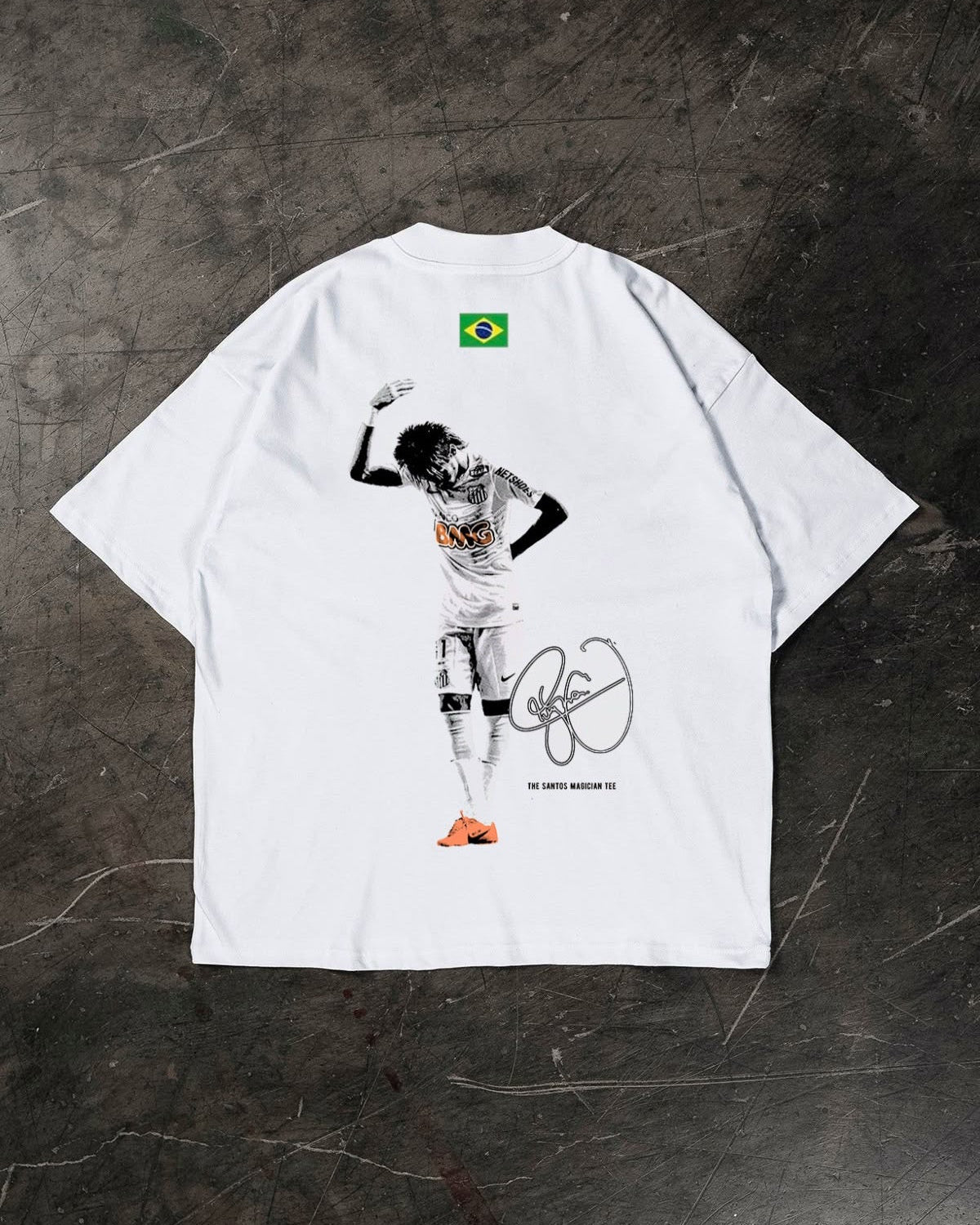 Neymar Jr T-shirt, white cotton football fan shirt