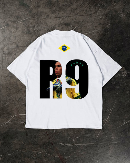 Ronaldo Nazario T-shirt, white cotton football fan shirt 